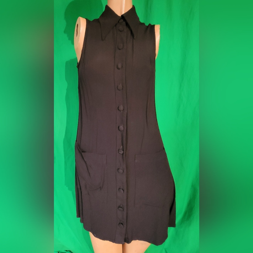 Vintage 1990s Betsey Johnson Black Pocket Mini Dress